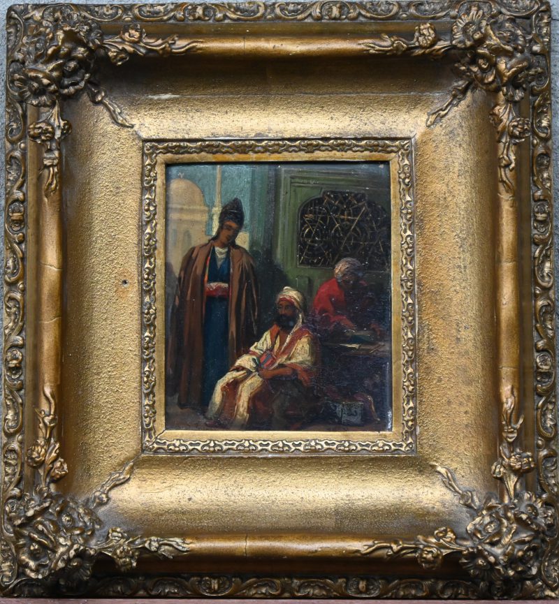 ‘Trois figures près du mosquée’, olieverf op mahonie paneel, naar Jan Baptiste Huysmans.