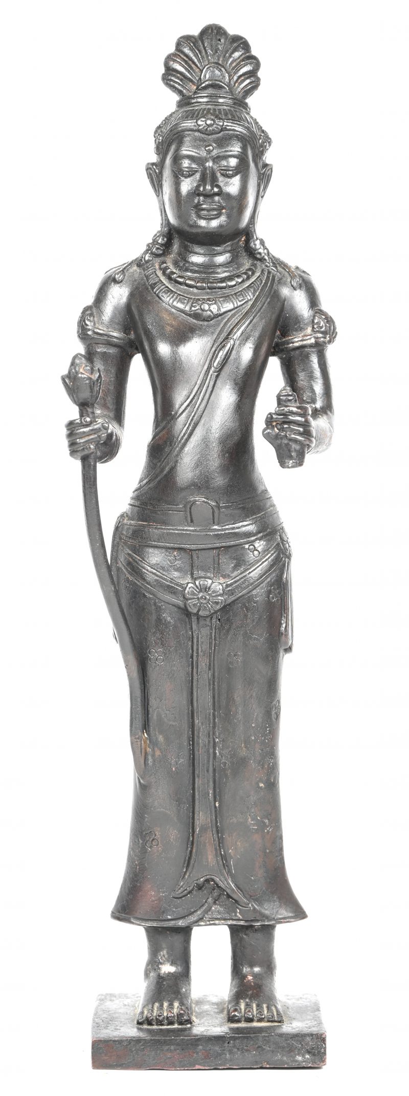 Een brons gesculpteerd beeld van een Indonesische boeddha. 19e eeuws.