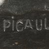 ‘Le génie de l’humanité’. Een beeld van donkergepatineerd brons. Draagt handtekening en stempel van de bronsgieterij.
