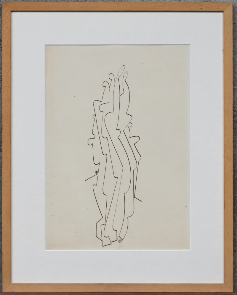 “Féminités”. Een inkttekening op papier. Draagt monogram. Certificering verso door Serge Goyens de Heusch, afkomstig uit het atelier.