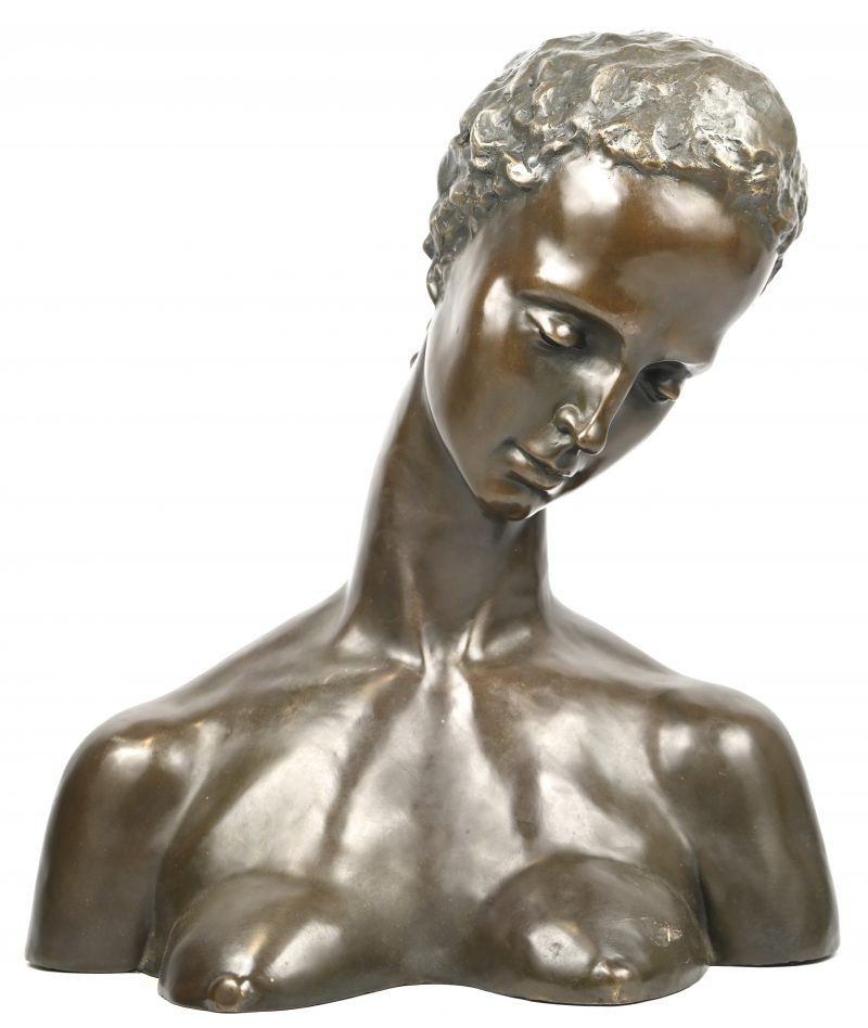 “Geneigter Frauenkopf”. Een bronzen buste, naar Wilhelm Lehmbruck.