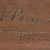 ‘Le pêcheur napolitain à l’oiseau’. Een bronzen beeld van een jonge visser met een vogel. Draagt handtekening Ch. Brunin en het opschrift Roma.