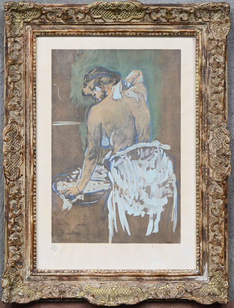 ‘ Femme à sa toilette’, een litho naar Lautrec, genummerd 461/500.