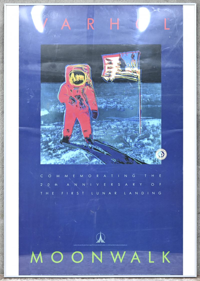 Een vintage poster, ‘Moonwalk’ door Andy Warhol, commemorating th 20th anniversary of the first lunar landing. 1989, France.