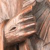 Een massief gesculpteerd eikenhouten beeld van Christus met het Heilig Hart. Gesigneerd N. Gorus. Heeft enkele barsten en een herstelling aan de linker knie, alsook een pink en een wijsvinger missend.