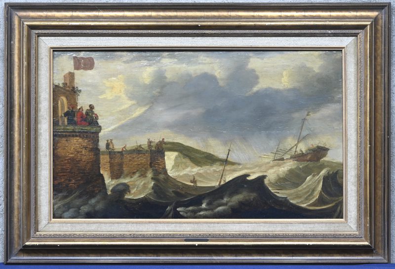 “Slag bij Lepanto”. Een schilderij, olieverf op paneel. Oude toeschrijving aan Bonaventura I Peeters.
