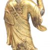 “Padmasambhava”. Een verguld bronzen beeldje van een Tibetaanse Boeddha. Staf manco.
