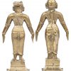 “Krishna en Radha”. Een lot van 2 bronzen beeldjes. Zuid-Indië, 19e eeuw.
