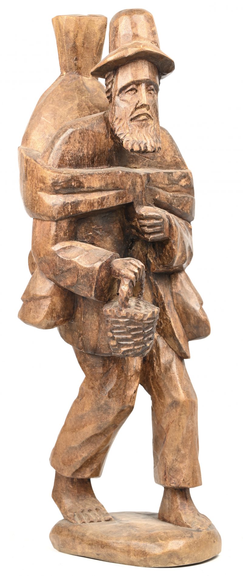 Een Zuid-Amerikaans gesculpteerd houten beeld van een drager.
