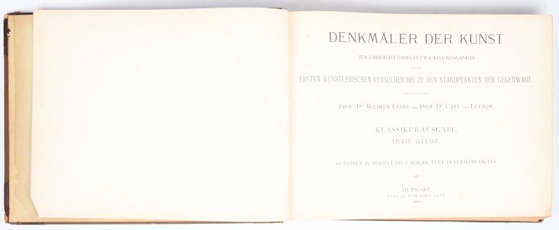 “Denkmäler der Kunst”, klassiker ausgabe. Een antiek kunstboek, door W. Lübke & C. Lützow, 1884.