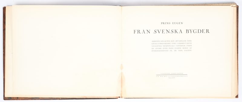 “Prins Eugen”. Een kunstboek met kleurenlitho’s door Från Svenska Byg. Scheur en vochtschade.