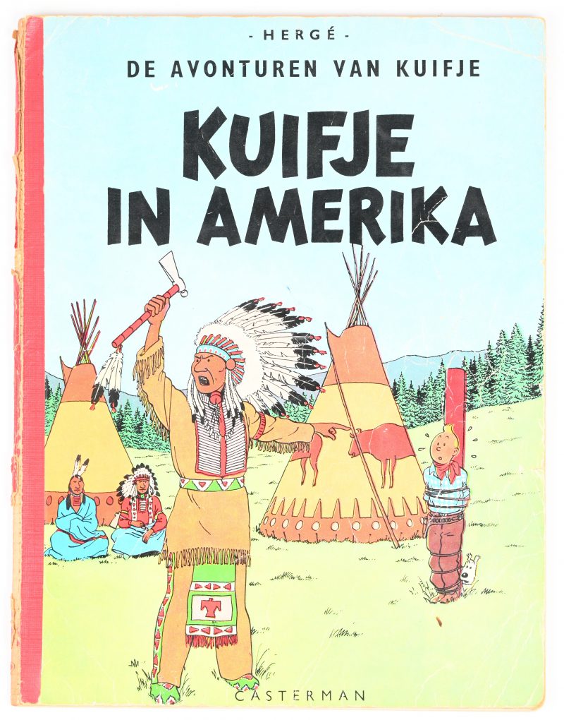 ‘Kuifje in Amerika’. Softcover, herdruk uit 1960.