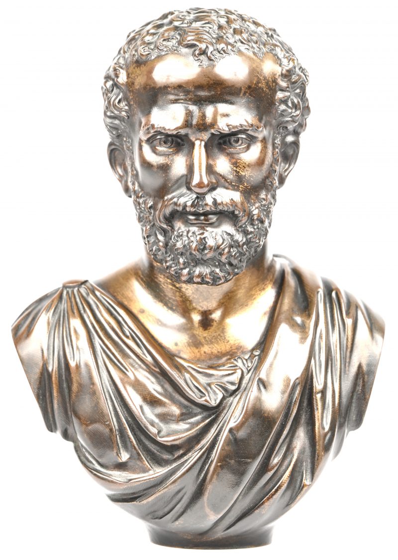 Een brons gegoten buste van een Romeinse Keizer. Gesigneerd, met certificaat.