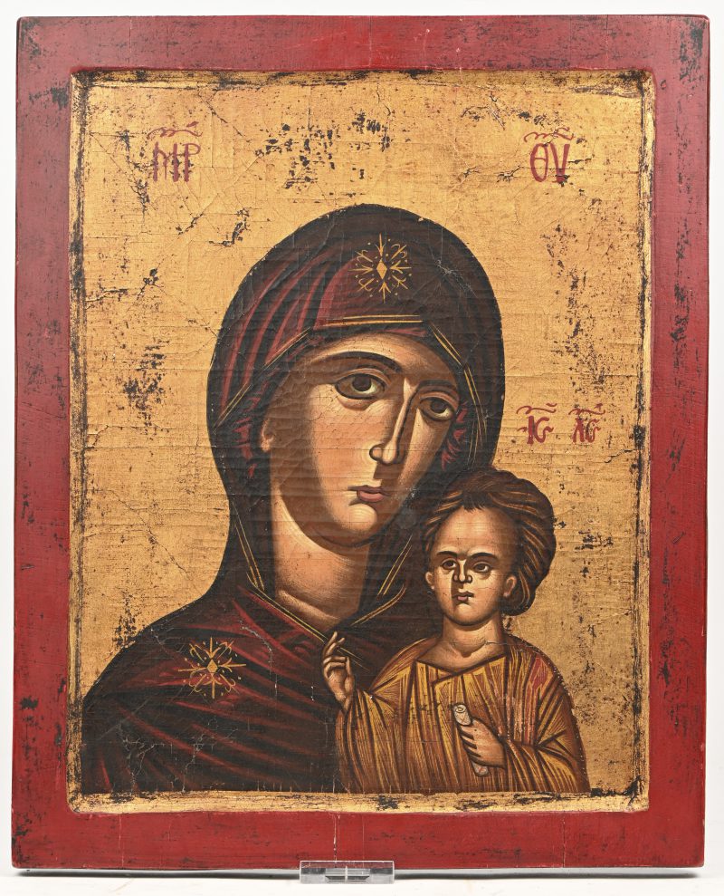 “Maria met kind”. Een icoon op houten paneel.