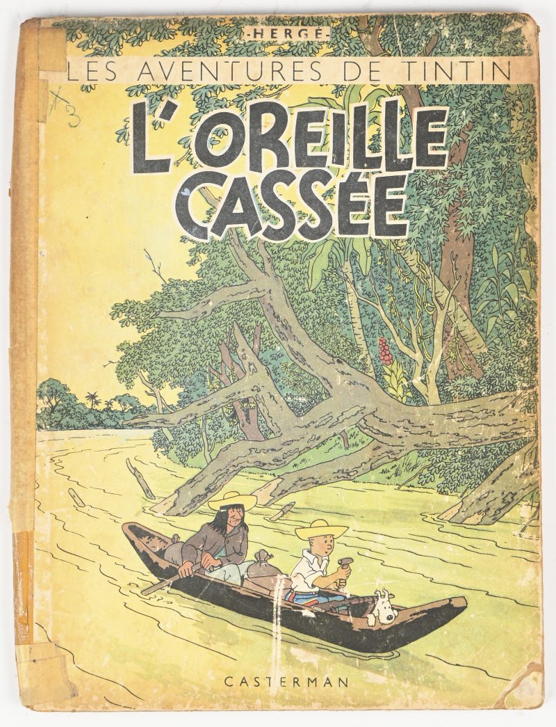 “L’Oreille Cassée”. Les aventures de TinTin. Een hardcover Kuifje strip, 1944 Slijtage aanwezig.