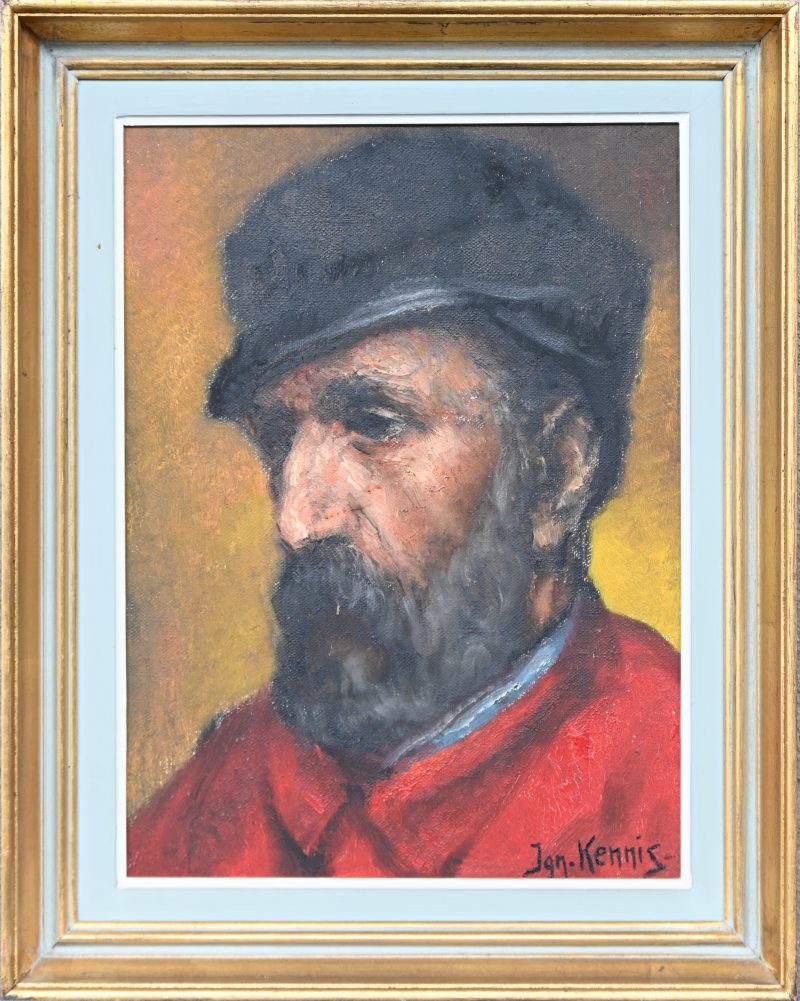 “Portret van een man”. Een schilderij, olieverf op doek, gesigneerd Jan Kennis.