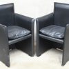 “401 Break”. Een lot van 4 zwart lederen vintage Mid-Century design fauteuils. Ontwerp door Mario Bellini voor Cassina.
