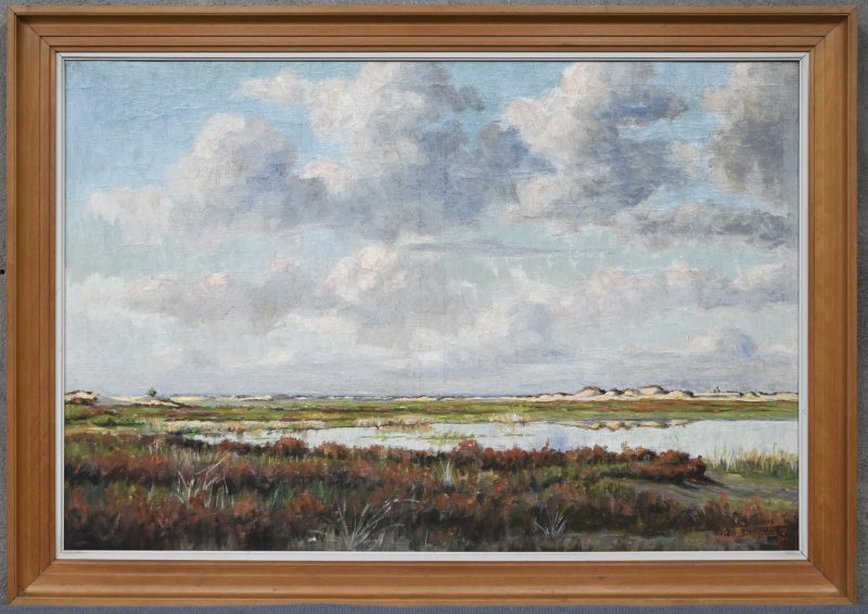 “Kalmthoutse Heide”. Een schilderij, olieverf op doek, gesigneerd Fr. Vantongerloo en gedateerd 1949. In houten kader.