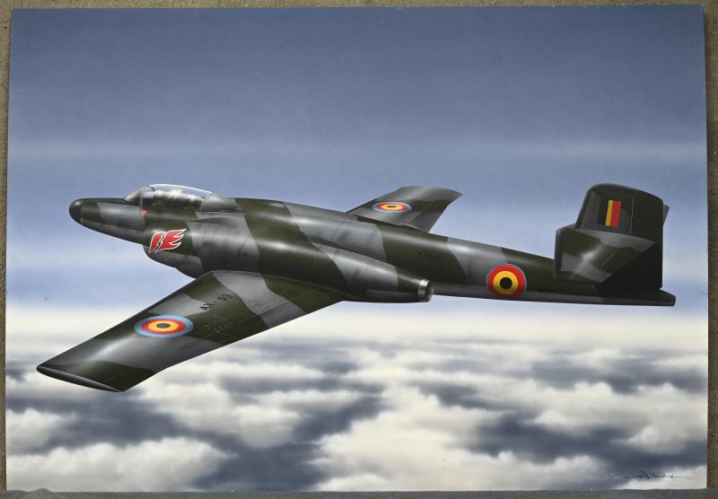 “Avro Canada CF-100”, airbrush op schilderspaneel, gesigneerd ‘Daniel Boucherie’.