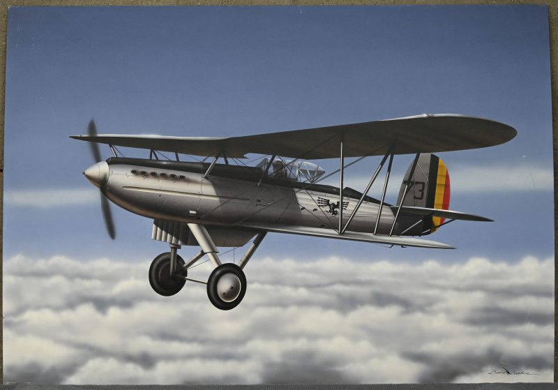 “Fairey Fox Mk IIIc”, airbrush op schilderspaneel, gesigneerd ‘Daniel Boucherie’.