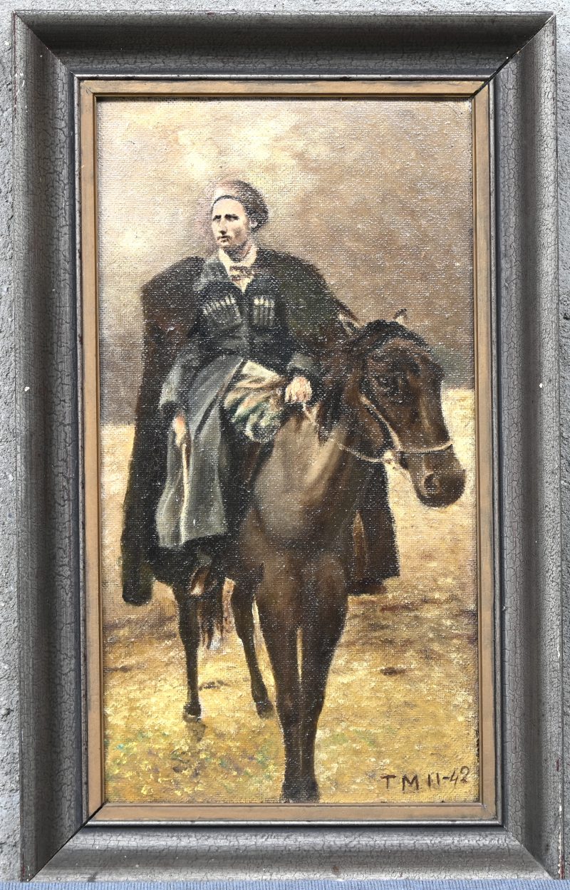 “Tsaar te paard”, een schilderij, olieverf op paneel, gemonogrameerd TM en gedateerd 11-42.