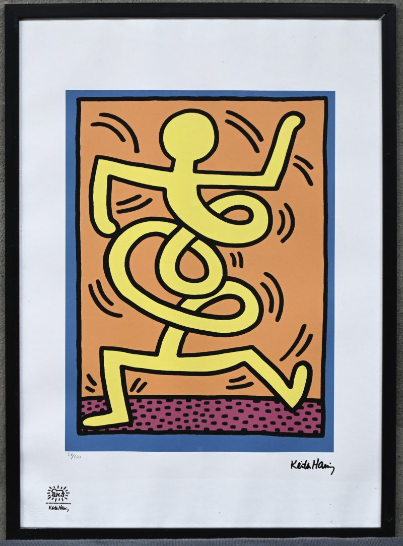 “Untitled”. Een litho op papier, genummerd 56/150, met naamstempel Keith Haring + droogstempel & stempel “The Keith Haring Foundation Inc.”