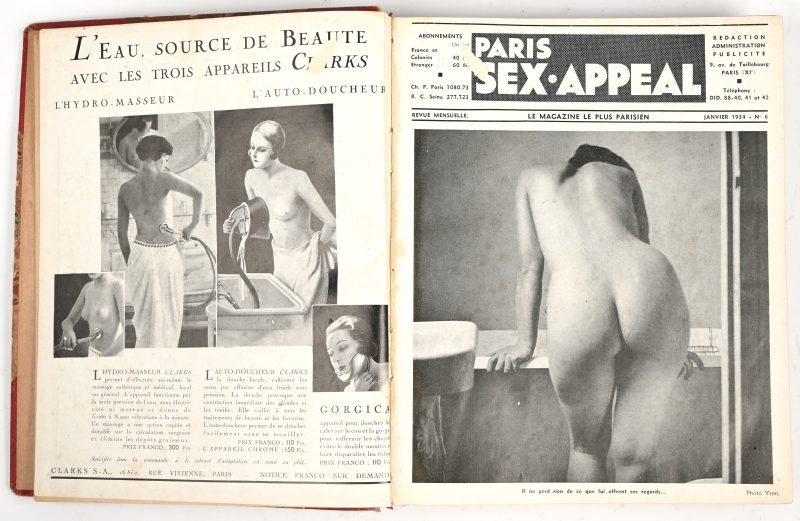 “Paris Sex Appeal”. Een vintage erotisch magazine, ingebonden jaargang 1934.