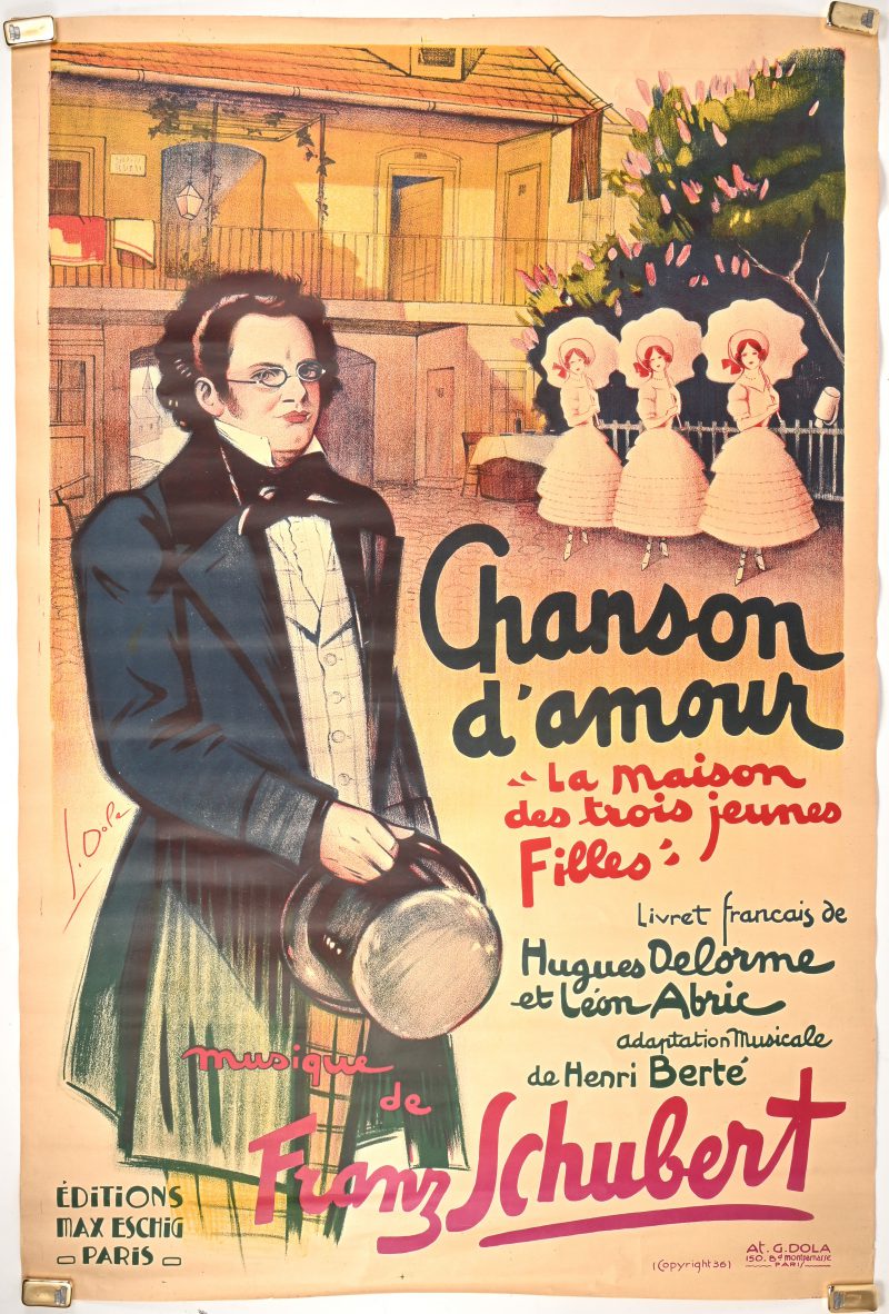 “Chanson d’amour”, een originele poster uit 1937 van de gelijknamige operette.