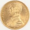 Een gouden munt. Albert I, 20 Bef. 6,45 g, 900/1000. Pos. A, Frans.