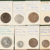 Een lot van 35 Nederlandse munten. 4 duiten (1752, 1783, 1785, 1797), Willem I, Willem II, Wilhelmina, Juliana, kwartjes, dubbleltjes... Rijksdaalders (Ag) en guldens (Ag en Ni).