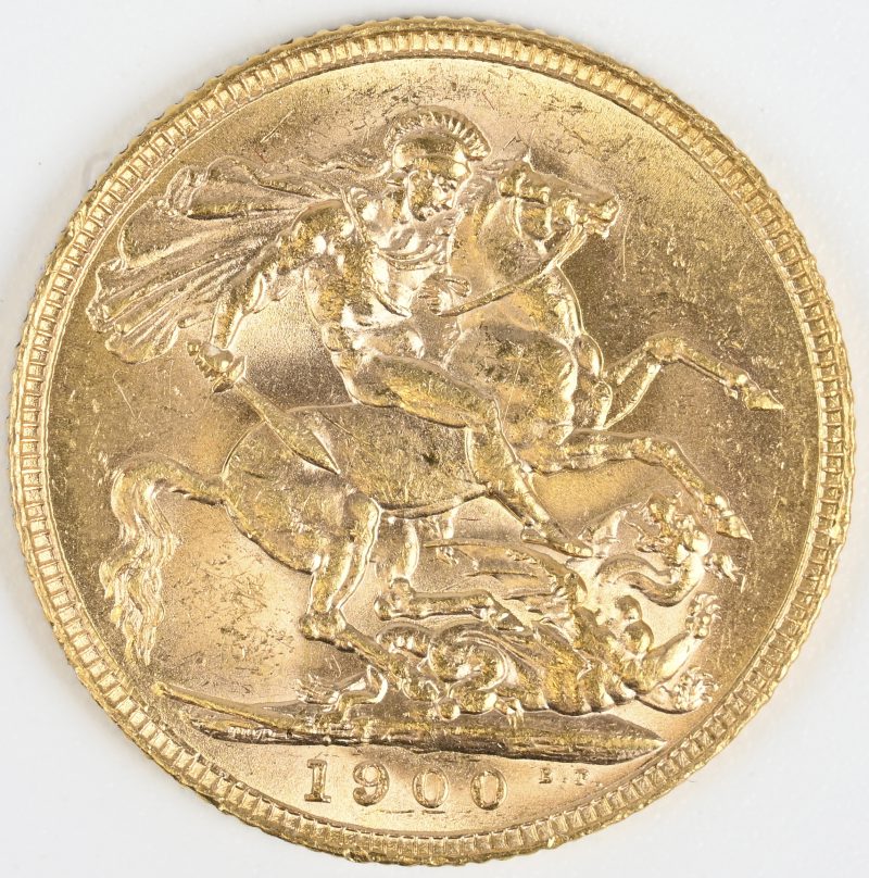 Een gouden munt, Verenigd Koninkrijk. Victoria (2de portret) 1 Pound 1900, Au 916,7/1000 7,99 g.