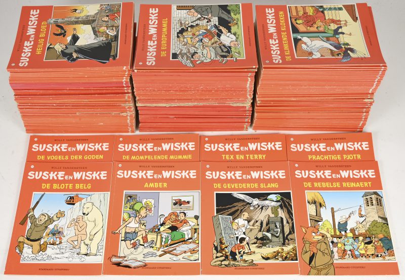 Een lot van 149 Suske en Wiske strips, rode reeks waaronder enkele in 2 kleuren/eerste drukken.