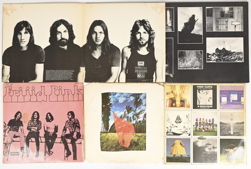 Pink Floyd, een lot van 4 lp’s bestaande uit: Animals, C064-98434, A Nice Pair, C148 50203-4, Wish you were here, shvl 814 en Meddle, shvl 795. Toegevoegd Frijid Pink, SML-R 1.062.