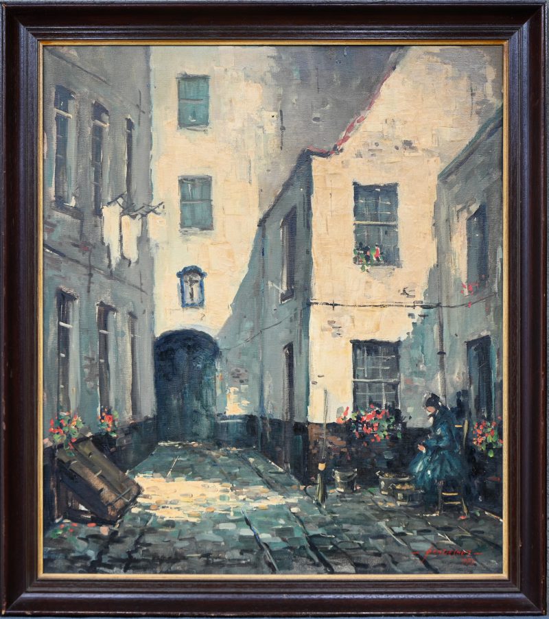 “Vlaaikensgang”, een schilderij, olieverf op doek, gesigneerd Jan De Smet en gedateerd 1979.