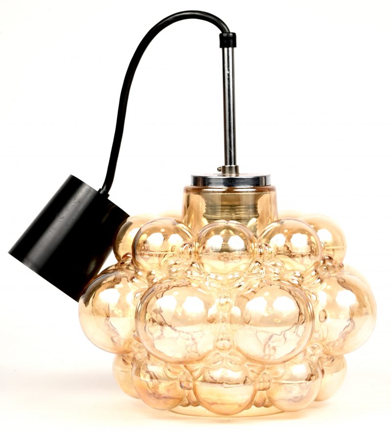 Een vintage geblazen ‘bubble glass’ lamp naar Helena Tynell