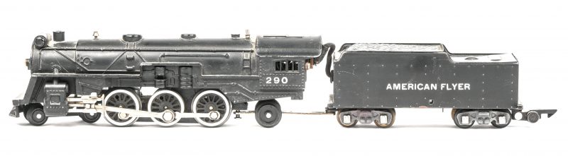 “American Flyer”, stoomlocomotief met tender,spoor O, no 290.