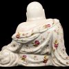 Een ‘Laughing Buddha.” met gewaad versierd met bloemen en vergulde details. Onderaan gemerkt.