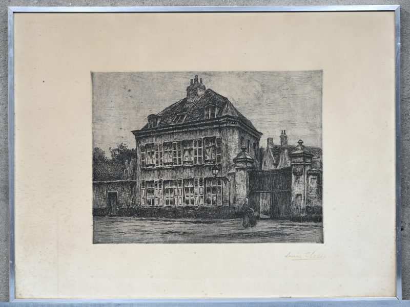 “Het Grote Huis”. Gravure. Gesigneerd met atelierstempel.