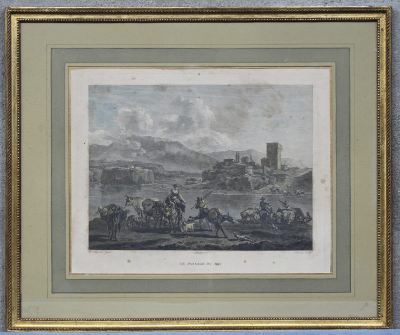 “Le Passage du Bac”. Gravure. Daudet naar Berchem.