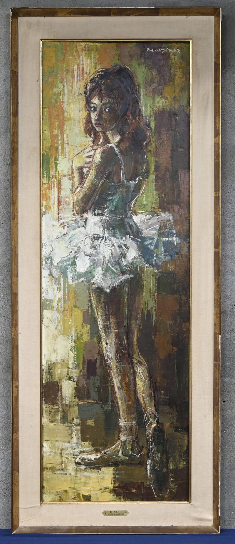 “Jeune danseuse”, een schilderij, olieverf op doek, gesigneerd Pierre Diner.