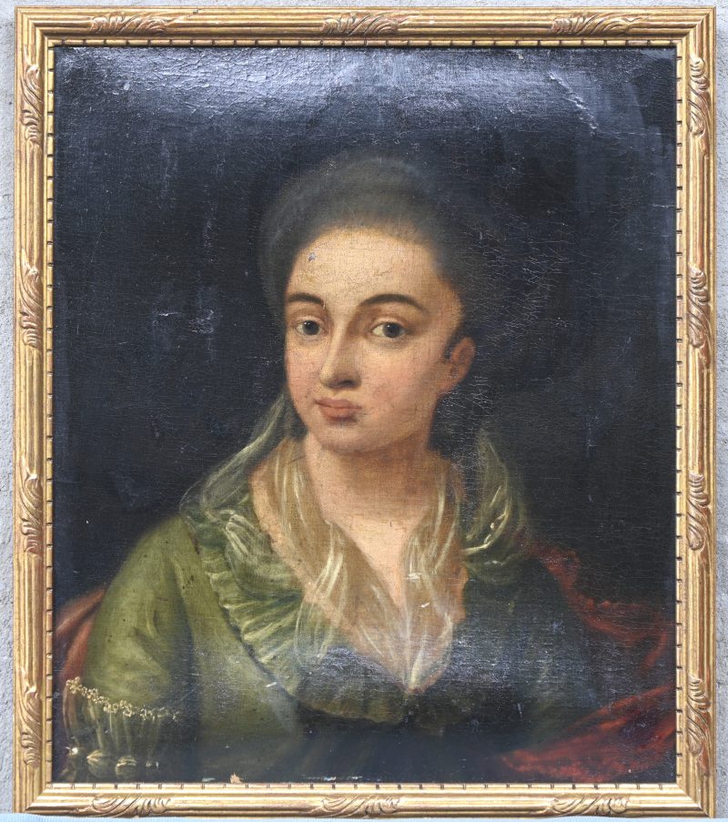 “Portrait de jeune femme à la Turque”. Olieverf op paneel. Franse School van de XVIIIde eeuw.