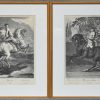 Lot van 4 lithografische reproducties naar gravure. Thematische prenten uit de ruitersport.