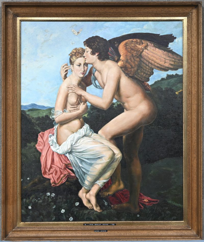 ‘Psyche en de liefde’. Reproductie naar het werk van Baron François Pascal Simon Gérard. Olie op doek door Albert Embrechts.