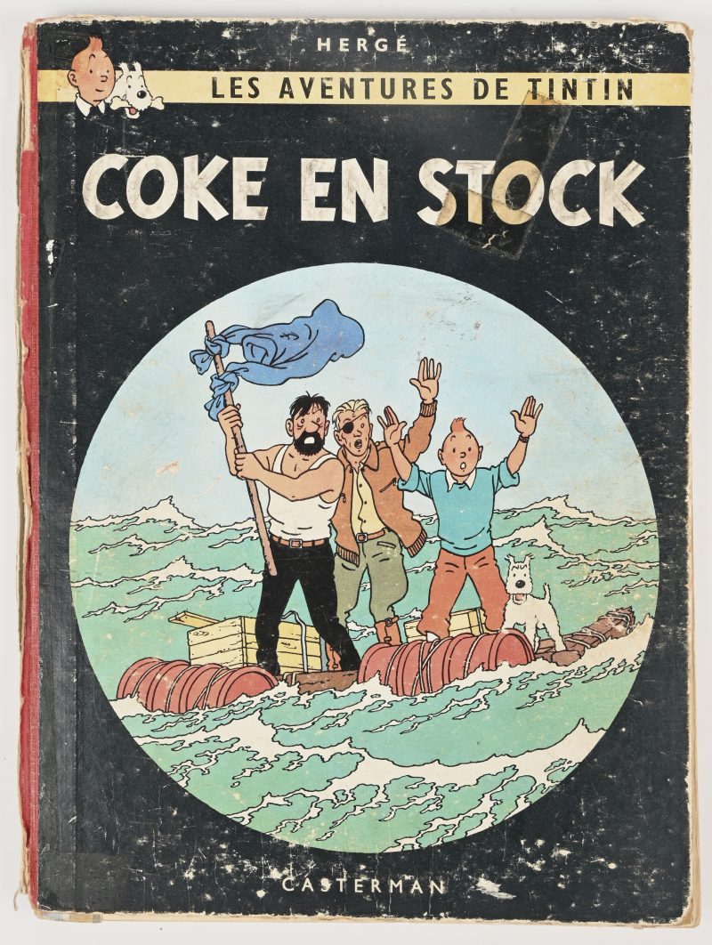 “Coke en stock”. Een eerste uitgave TinTin, slijtage. Rug en cover los.