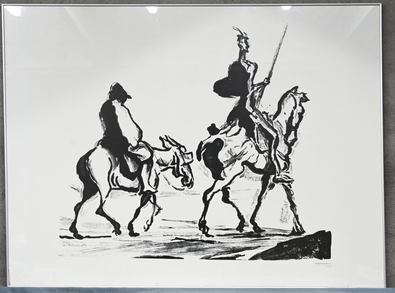 Don Quixote en Sancho Panza. Reproductie naar het werk van Honore Daumier. Uitgegeven door Enourmous Art.