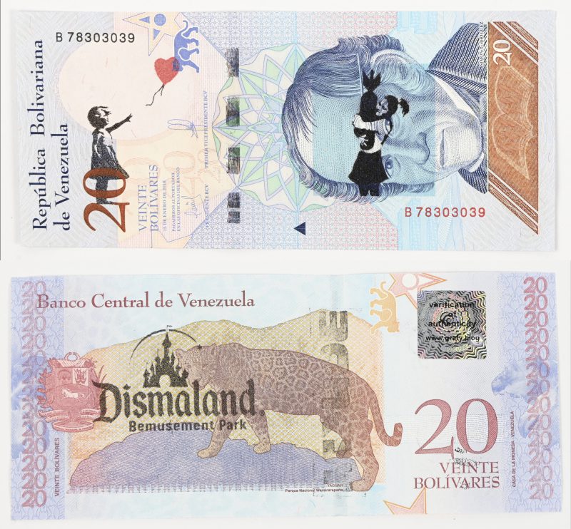 Banco Centralde Venezuela, Dismaland Bemusement Park, 20 Bolivares, Banksy banknote.