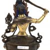 Sino-Tibetaanse bronzen model van Boeddha Masjushri met inlegwerk van turkoois en koraal. 19/20e eeuw