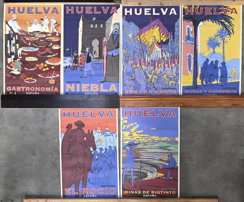Een lot van 6 touristische affiches voor Helvea, Spanje. 1995