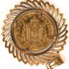 Een 18 kt geelgouden hanger bezet met een munt van Napoleon III. Empire Francais 1868. 20 FR.