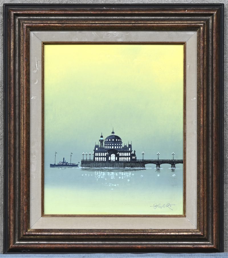 “Casino”, een schilderij, olieverf op hardboard, gesigneerd Bogaert, achteraan getiteld.